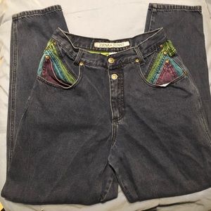 Vintage 80’s Zena colored pocket jeans size 11